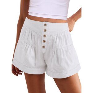 Light Blue Anrabess Women Denim Shorts High Waisted Baggy Flowy Wide Leg Skorts
